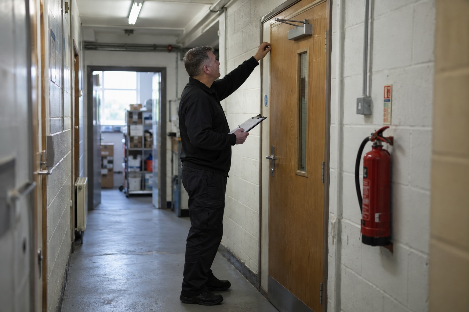 Man conducting fire risk assessment